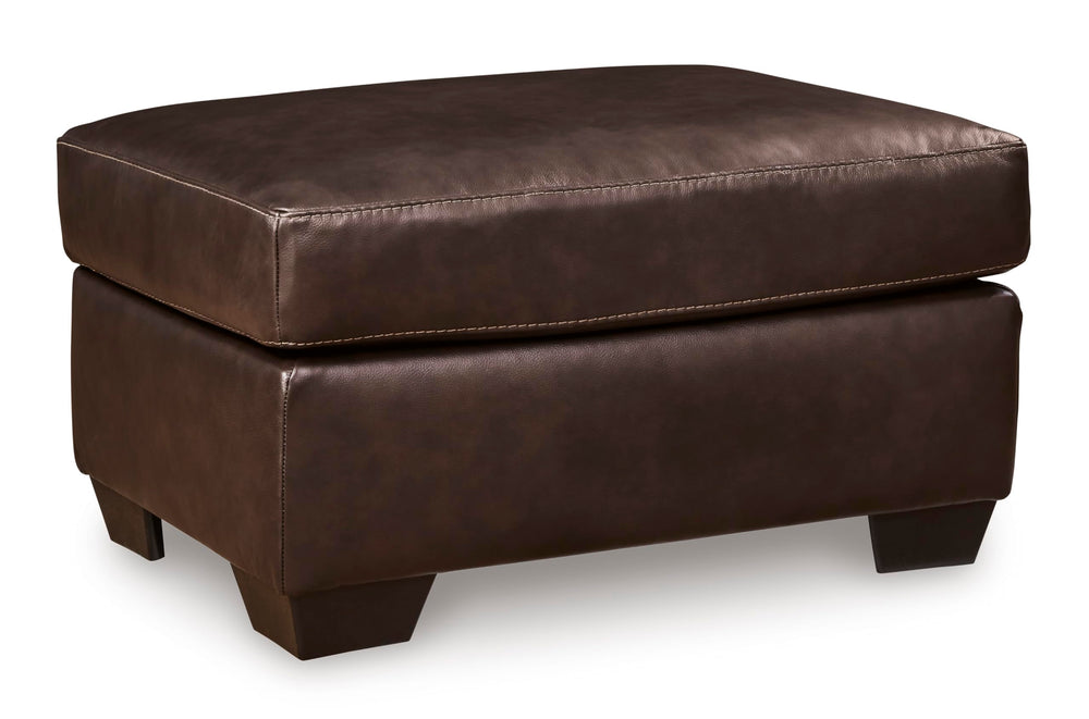 Dark Brown Leather Rectangular Ottoman