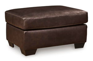 Dark Brown Leather Rectangular Ottoman