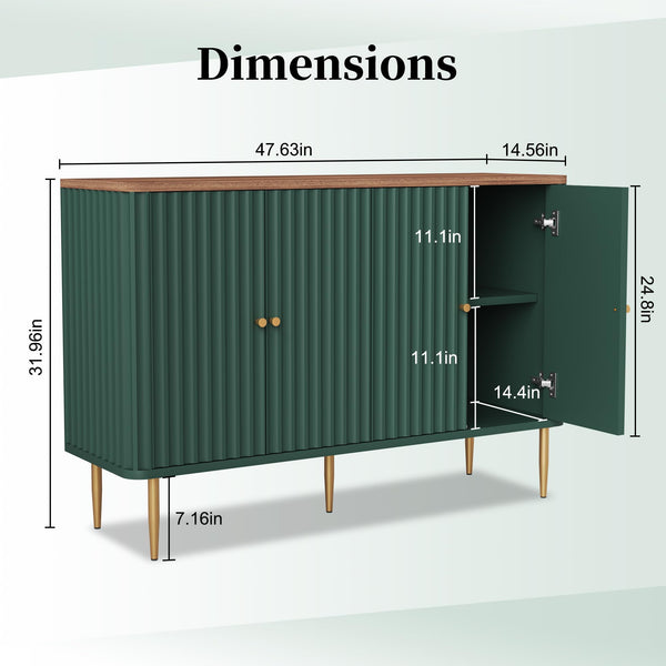 48" 4-Door Sideboard Buffet Cabinet with Removable Shelves