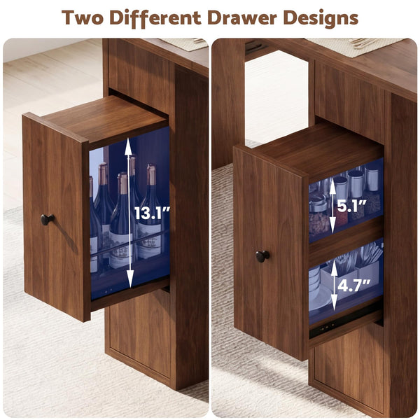 Extendable Dining Table 63–79 Inch with Drawers and Removable Leaf