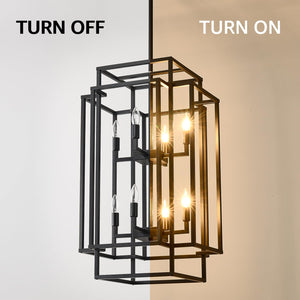 8-Light Tiered Lantern Chandelier – Farmhouse Pendant Light
