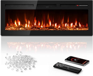 60-Inch Recessed Wall Mount Electric Fireplace