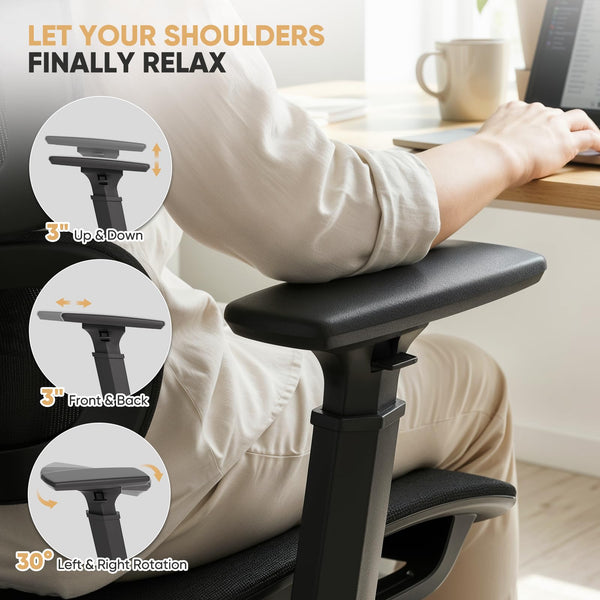 Ergonomic Mesh Office Chair with Lumbar Support & Adjustable Armrests
