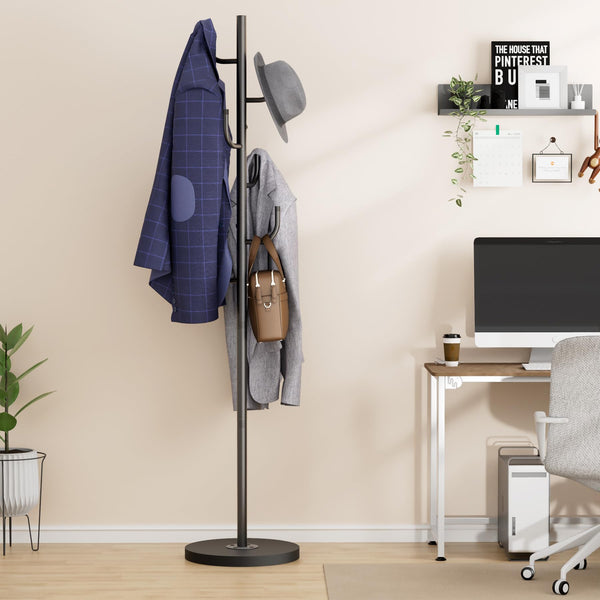 Heavy Duty Freestanding Coat Rack with Wood Base