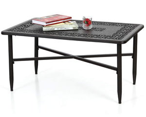 Cast Aluminum Outdoor Patio Coffee Table – Rectangle, 38.6"L x 23"W x 18.9"H