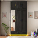Large Armoire Wardrobe Closet with LED Lights & Drawers