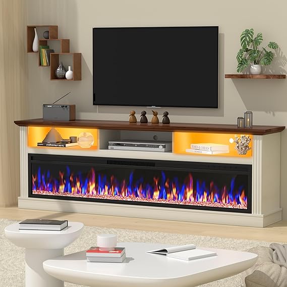58" Fireplace TV Stand with 52" Electric Fireplace for TVs Up to 65"