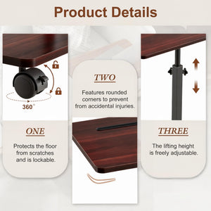 C-Shaped TV Tray Table with Adjustable Height & 360° Swivel