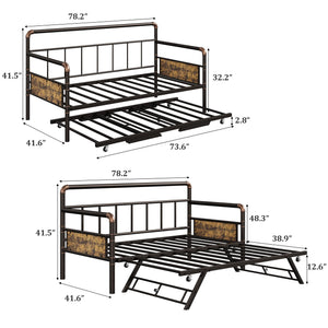 Twin Metal Daybed with Pop-Up Trundle