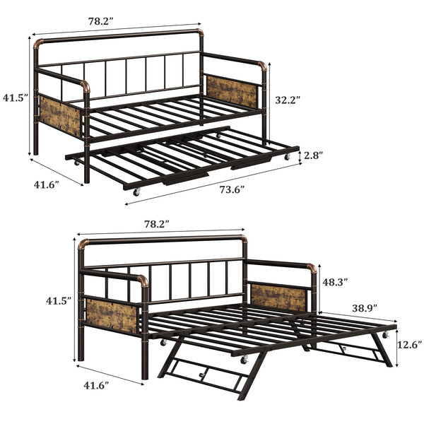 Twin Metal Daybed with Pop-Up Trundle