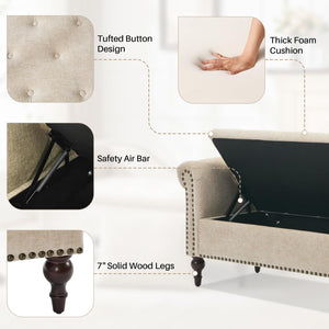 56.6" Wide Indoor Chaise Lounge with Storage & Left Armrest