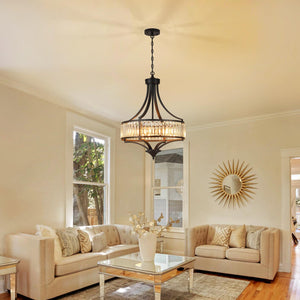20-Inch Crystal Chandelier 5-Light Adjustable Ceiling Pendant