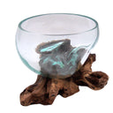 Glass Bowl on Driftwood Figurine – Nautical Coastal Decor
