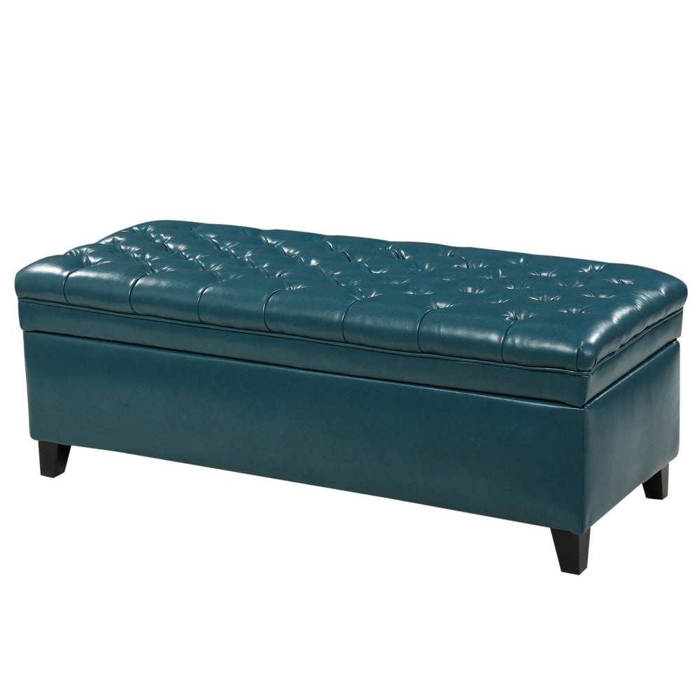 Teal PU Storage Ottoman