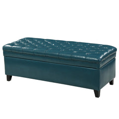 Teal PU Storage Ottoman