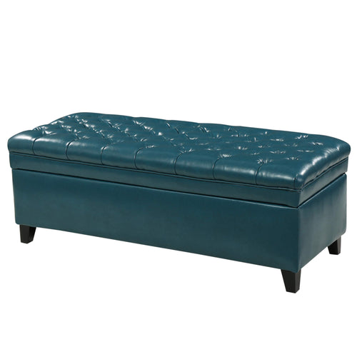 Teal PU Storage Ottoman