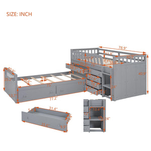 Twin Loft & Platform Bed with 7 Storage Drawers