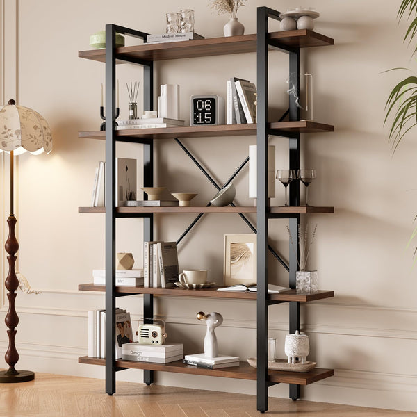 5-Tier Industrial Bookshelf