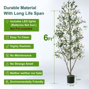Artificial Olive Tree with Lights, Moss & Planter