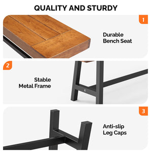 Acacia Wood Outdoor Bench with Metal Legs