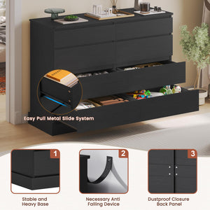 8-Drawer Double Dresser with TV Stand – Engineered Wood Storage Chest