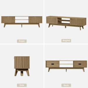 70" Fluted TV Stand with Storage Cabinets