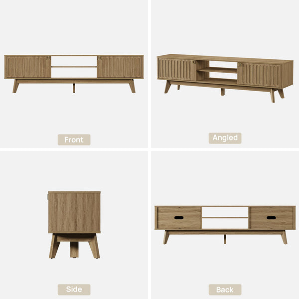 70" Fluted TV Stand with Storage Cabinets