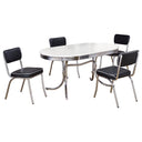 5-Piece Retro Chrome Dining Set — Oval Table & Faux Leather Chairs