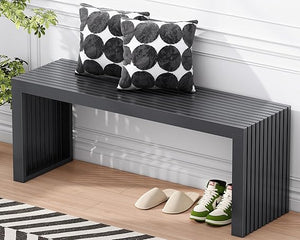 Bamboo Dining Bench 35-Inch | Indoor & Outdoor | Entryway Shoe Rack