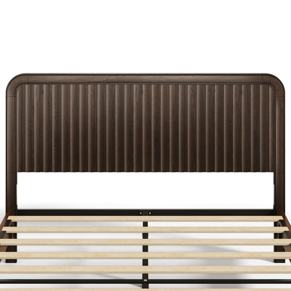 Queen Size Bed Frame with Fluted Headboard