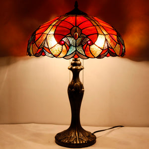 Tiffany Table Lamp – Red Stained Glass, 16x24 Inch
