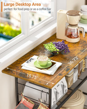 3-Tier Rolling Kitchen Island Cart with Lockable Wheels