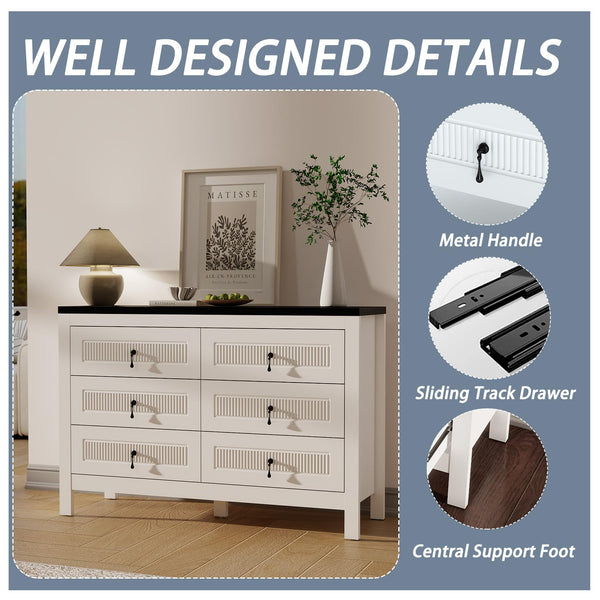 6-Drawer Wide Bedroom Dresser