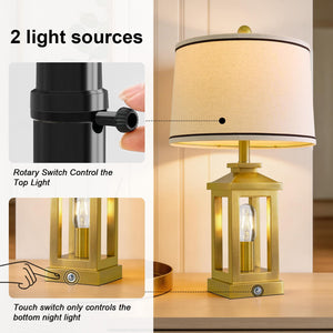 Dimmable Touch Table Lamp with USB Ports & Night Light