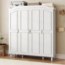 Arched Armoire Wardrobe Closet with 4 Doors & 2 Hanging Rods
