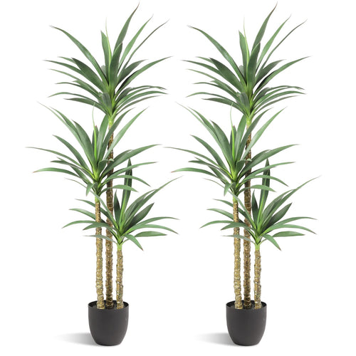 Artificial Agave Tree 5.3 Ft with 3 Trunks – Indoor Outdoor Fake Plant