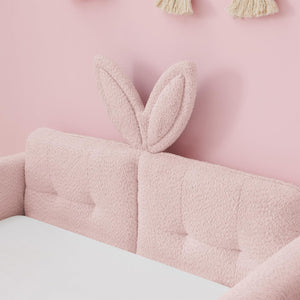 Kids Upholstered Twin Daybed Frame with Bunny Ear Headboard