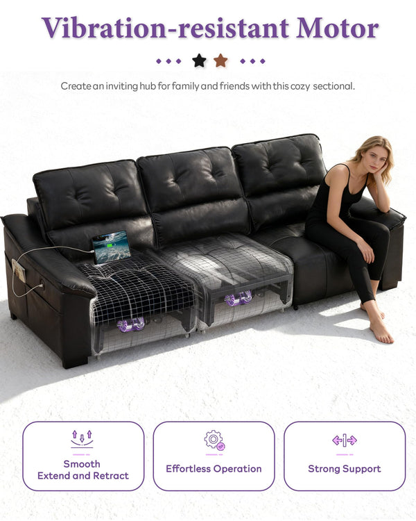 Electric Power Reclining Sectional Sofa with USB Charging