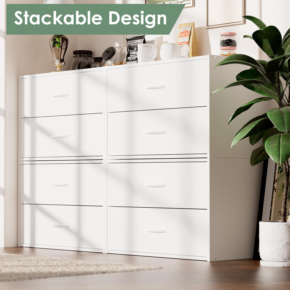 2-Drawer Wood Closet Organizer – White Stackable Dresser (6-Pack)