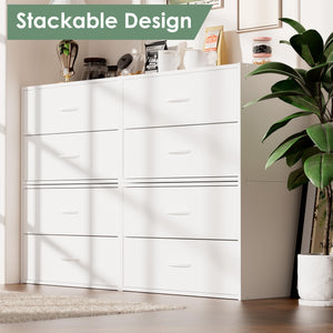 2-Drawer Wood Closet Organizer – White Stackable Dresser (6-Pack)