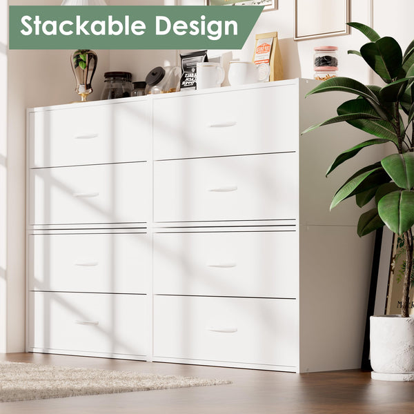 2-Drawer Wood Closet Organizer – White Stackable Dresser (6-Pack)