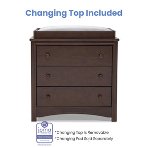 3-Drawer Dresser with Changing Top and Interlocking Drawers