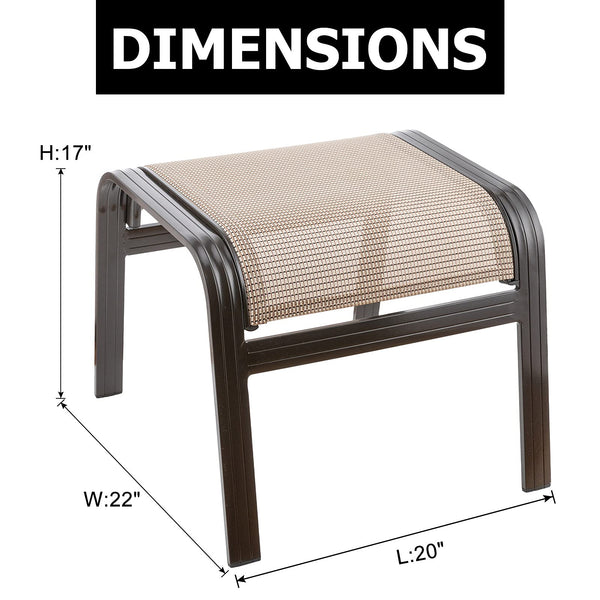 Outdoor Metal Patio Ottoman Footstool Set of 2