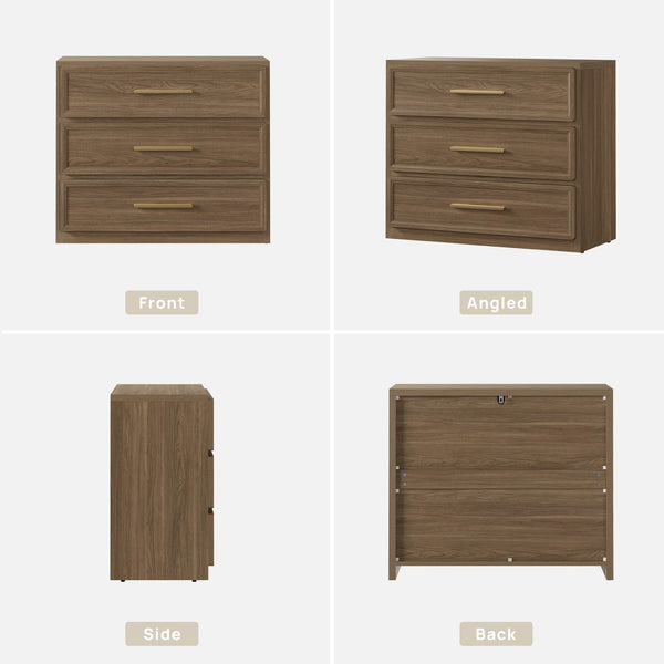 Oversized Nightstand Set of 2 with 3-Drawer Storage