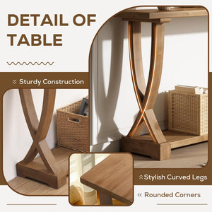 Solid Wood Farmhouse Console Table 63 Inch