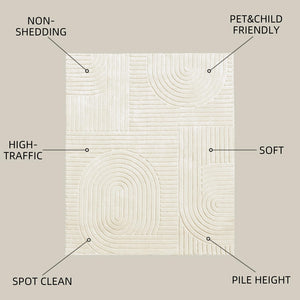 Soft High-Low Pile Area Rug – Washable, Non-Slip Indoor Rug for Living Room, Bedroom & Kids Room