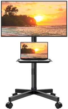 Rolling TV Stand with Height Adjustable Shelf for 23–65 Inch TVs