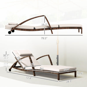 PE Rattan Outdoor Chaise Lounge Chair Set of 2 with Cushion & Armrests