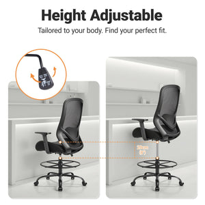 Ergonomic High-Back Drafting Chair with Lumbar Support