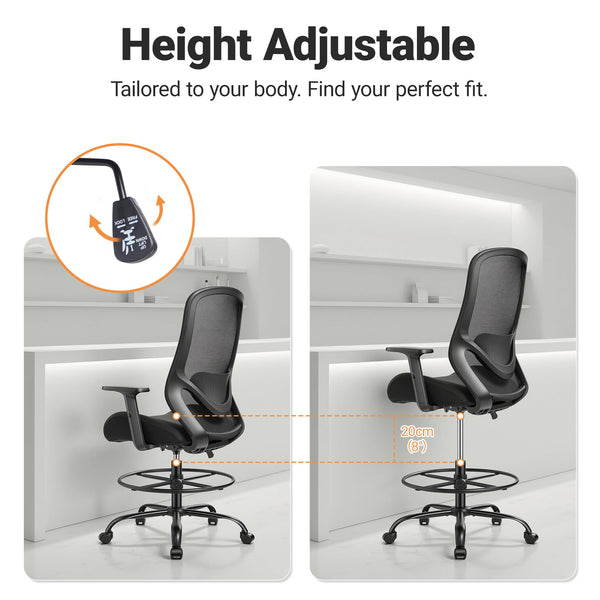 Ergonomic High-Back Drafting Chair with Lumbar Support